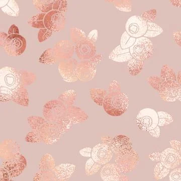 Berries Rose gold. Elegant vector pattern Stock Illustration