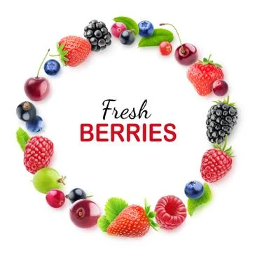 Berries round frame Stock Photos