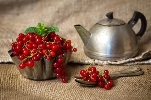 Berries in sackcloth Stock Photos