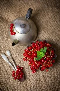 Berries in sackcloth Stock Photos