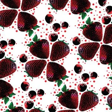 Berries seamless hand drawn pattern Illustrazione stock