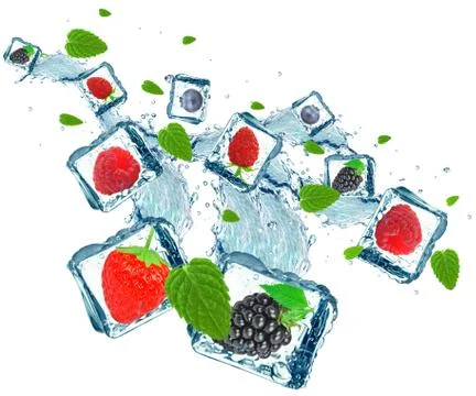 Berries splash isolated on a white background Stock Photos