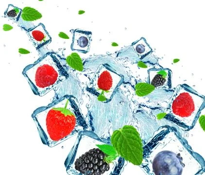 Berries splash isolated on a white background Stock Photos