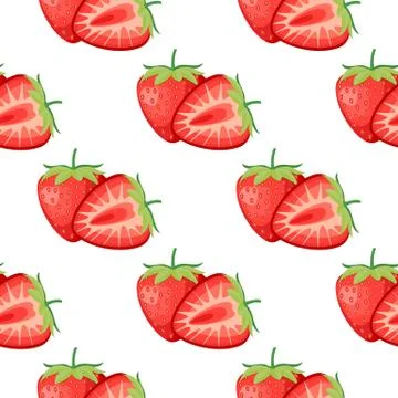Berries strawberry with leaves seamless pattern Illustrazione stock