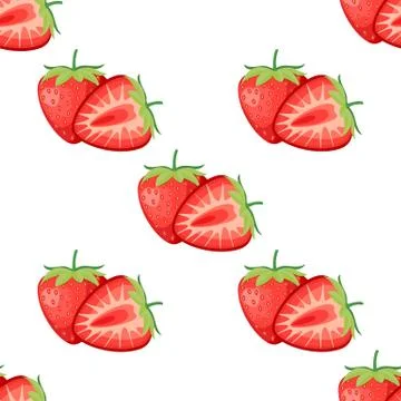 Berries strawberry with leaves seamless pattern Stock-Illustration