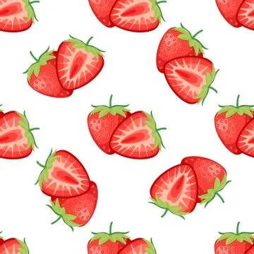 Berries strawberry with leaves seamless pattern Stockillustratie