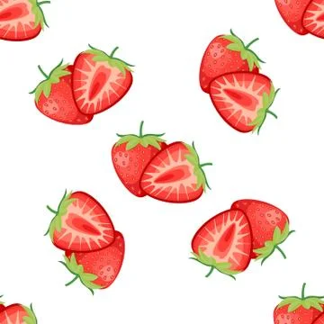 Berries strawberry with leaves seamless pattern Illustrazione stock