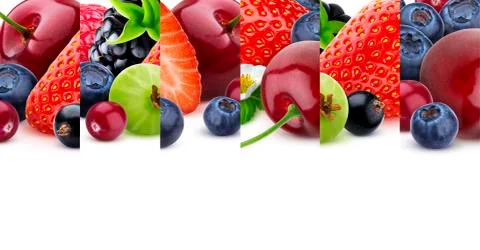 Berries texture with copy space, border of berry, panoramic photo Foto stock