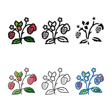 Berries types plant raspberry fruit color icon vector Stockillustratie