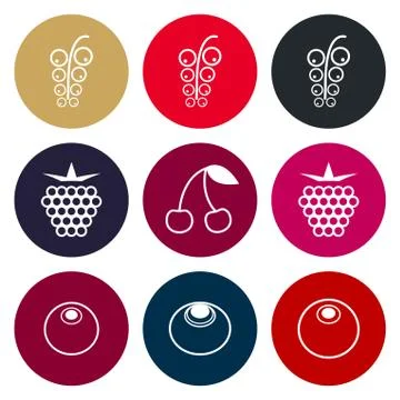 Berries vector icon set in muted tones Stock Illustration