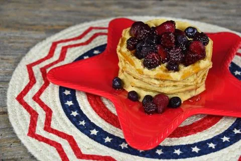 Berries on waffles Stock Photos