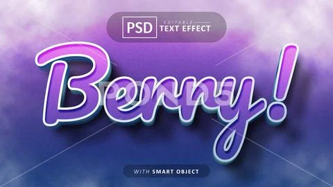 Berry 3d text effect editable Template PSD