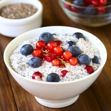 Berry and Chia Pudding Stock Photos