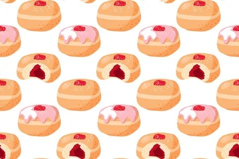 Berry Bakery doughnut Seamless pattern. Cartoon flat vector illustration Illustrazione stock