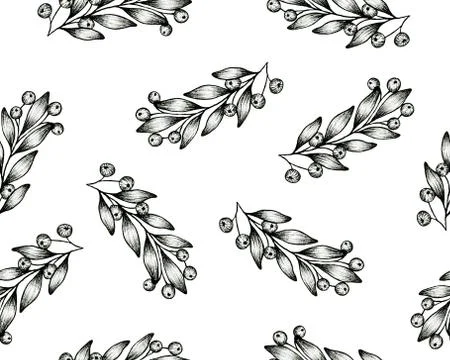 Berry branches seamless background Stock Illustration