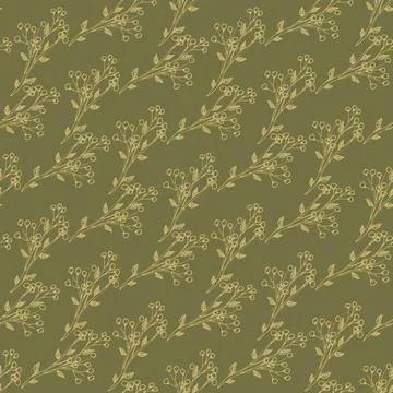 A berry branches seamless vector pattern in green Stock-Illustration