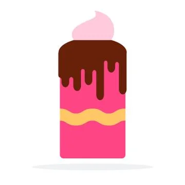 Berry cake with chocolate vector flat material design isolated object on white Stock Illustration