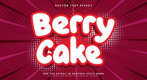 Berry Cake editable text effect template Stock Illustration