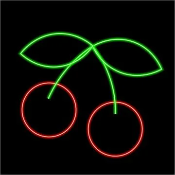 Berry Cherry in neon effect Illustrazione stock