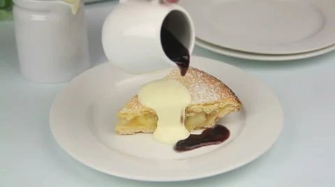 Berry Compote Poured On Apple Pie 스톡 동영상 48287770