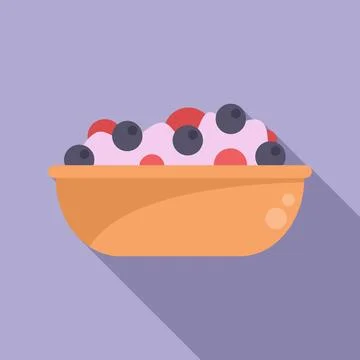 Berry cream fruit icon flat vector. Fresh salad Stock Illustration