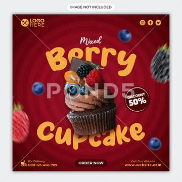 Berry cupcake Modello PSD