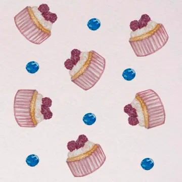 BERRY CUPKAKES Stock Illustration