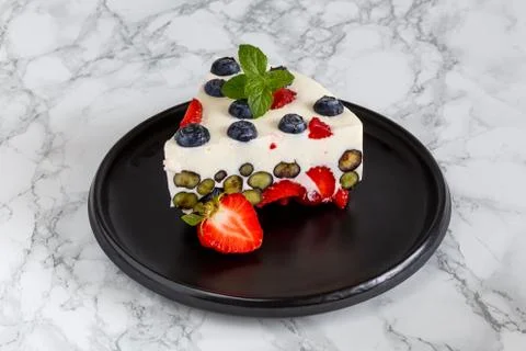Berry dessert based on yogurt Stock Photos