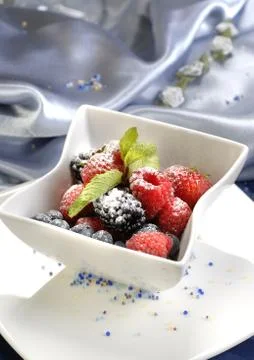 Berry dessert in a restaurant Stock Photos