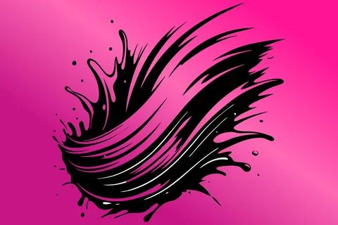 Berry Evening Pink Gradient with Black Ink Swirl Stock Illustration