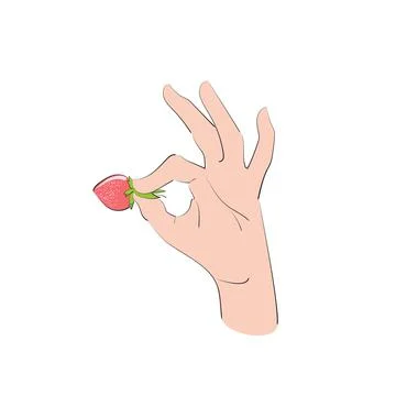 Berry in the fingers of the hand Stock Illustration