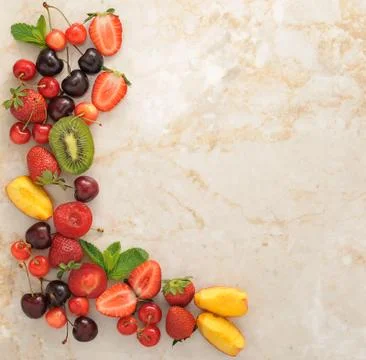 Berry frame with copy space on right Stock Photos