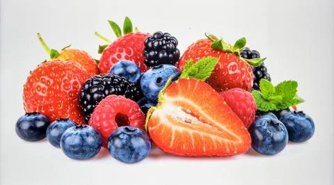 Berry Fruit Isolated on White Background, Fresh Colorful Produce Representi.. Stock Photos