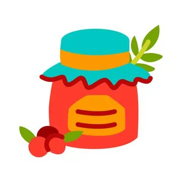 Berry fruit jam in a jar. Stock Illustration