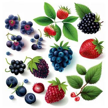 Berry fruit set ,white background, vector illustration Stock Illustration