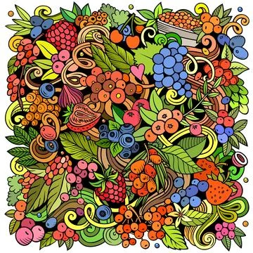 Berry Fruits cartoon vector doodles illustration Stock Illustration