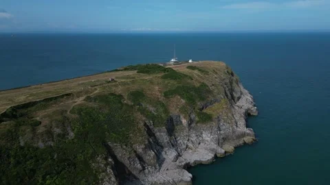 Berry Head, South Devon, England: DRONE VIEWS: Berry Head peninsula and quarry Stock Footage 244386483