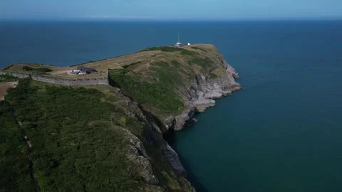 Berry Head, South Devon, England: DRONE VIEWS: Berry Head peninsula and quarry Stock Footage 244389628