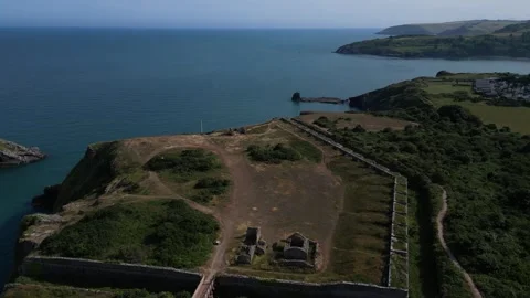 Berry Head, South Devon, England: DRONE VIEWS: Berry Head Southern Fort Stock Footage 244389634