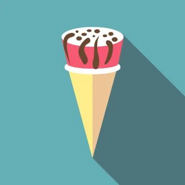 Berry ice cream icon, flat style イラスト素材