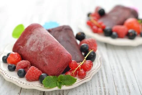 Berry ice cream Stock Photos