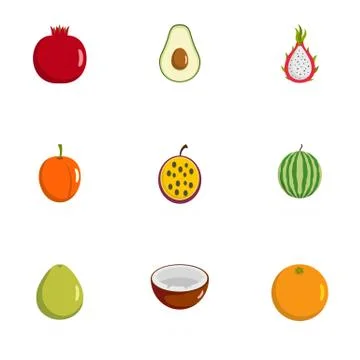 Berry icons set, flat style イラスト素材