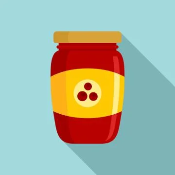 Berry jam jar icon, flat style Illustrazione stock
