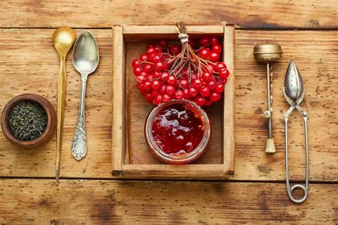 Berry jam in a jar Stock Photos