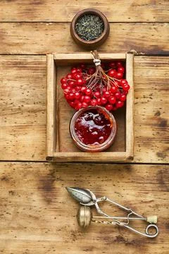 Berry jam in a jar Stock Photos