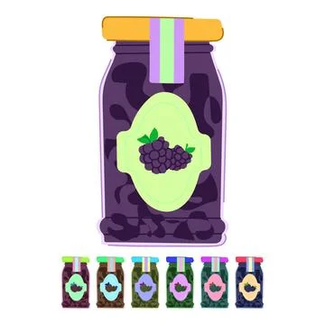 Berry jam jar vector cartoon graphic Stock Illustration