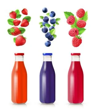 Berry Juice Realistic Set Stock Illustration