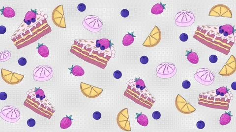 Berry layer cake slices with strawberries and blueberries floating background Stock Footage 345709096