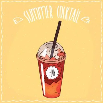 Berry lemonade in transparent plastic cup Stock Illustration