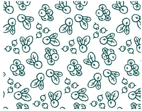 Berry line doodle pattern, on a transparent background, seamless vector Stock Illustration
